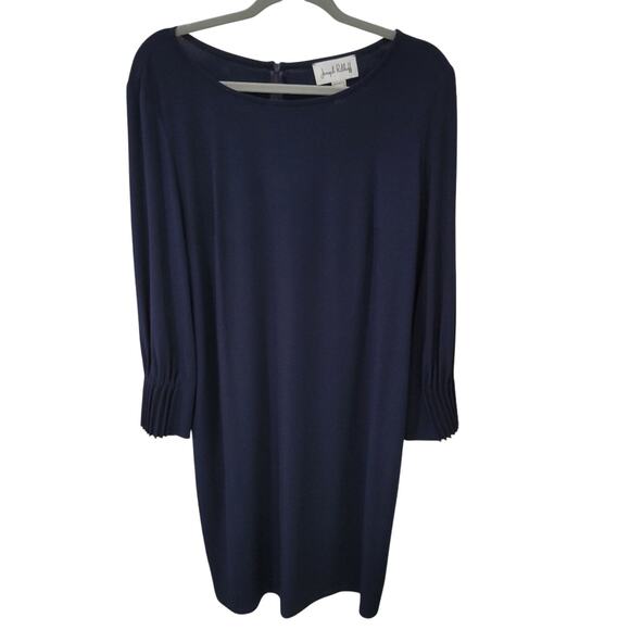 Joseph Ribkoff Dresses & Skirts - Joseph Ribkoff Pleated Cuff Sheath Dress in Midknight Blue Size 16